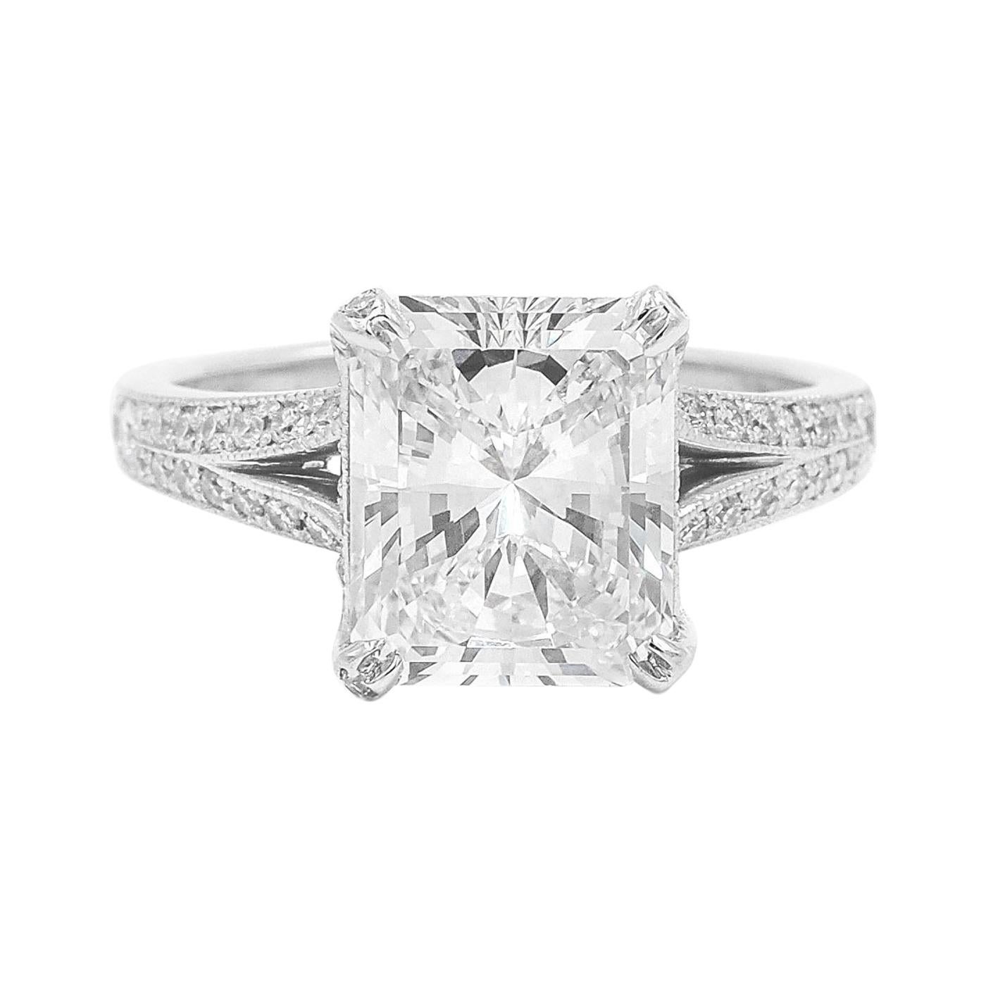 3.01 Carat GIA Certified K/SI1 Radiant Cut Diamond Engagement Ring by Neil Lane