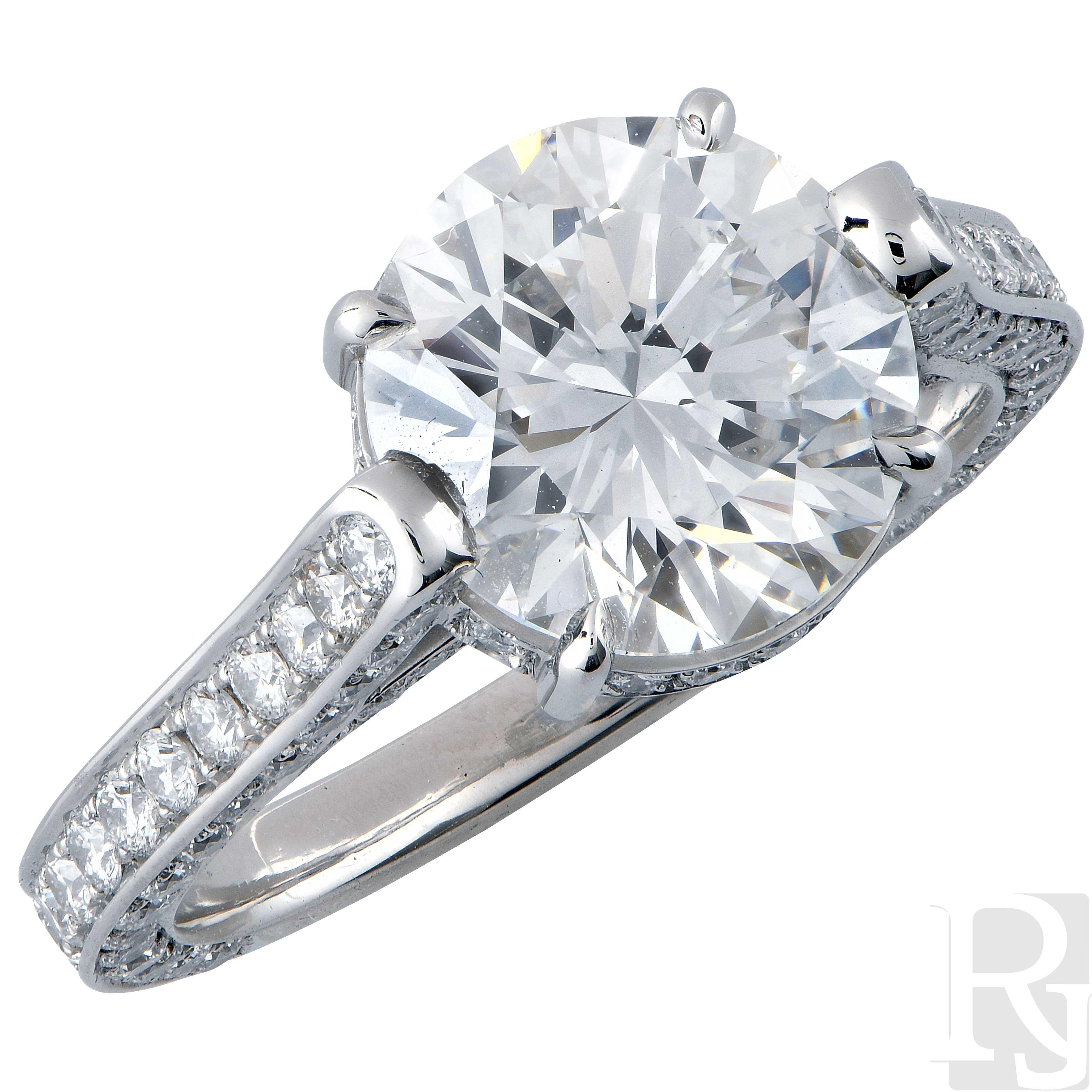 Modern 3.01 Carat GIA Graded Round Brilliant Cut Diamond Platinum Engagement Ring