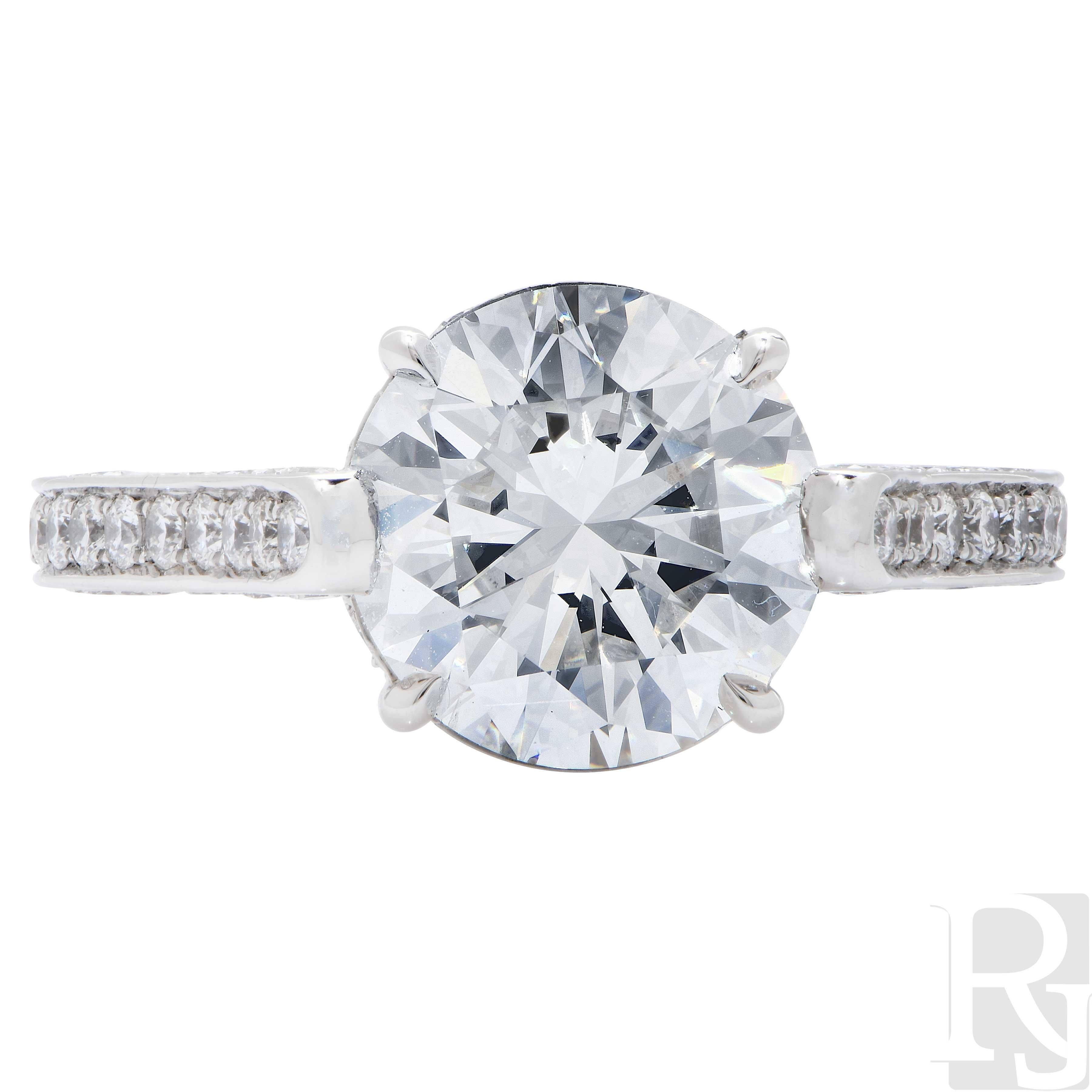 Round Cut 3.01 Carat GIA Graded Round Brilliant Cut Diamond Platinum Engagement Ring