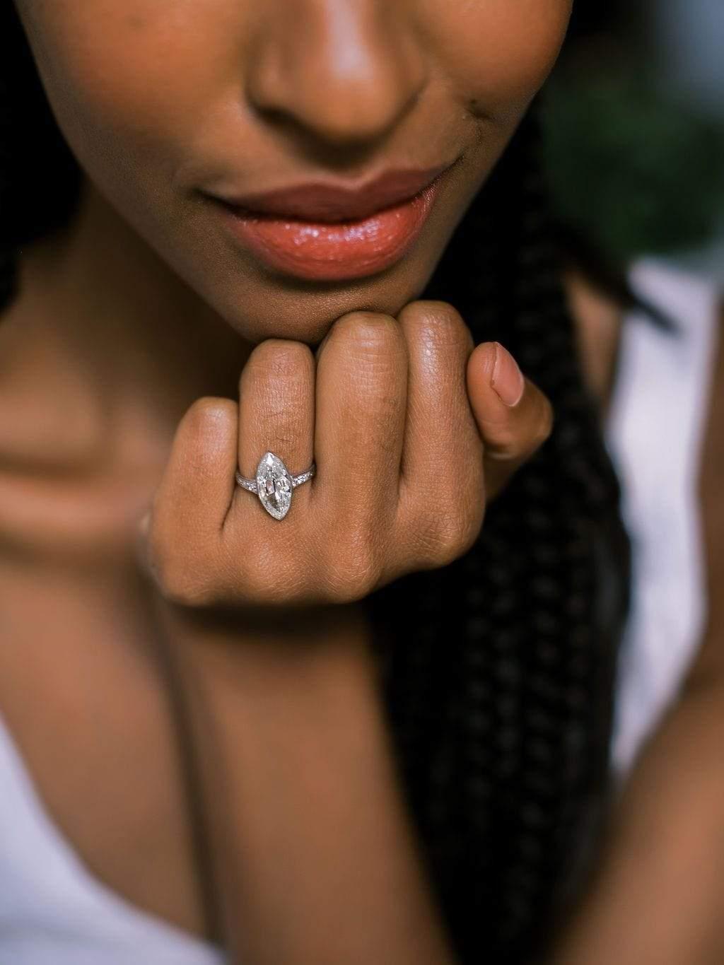 Women's 3.01-Carat Marquise Cut Diamond Art Deco Ring