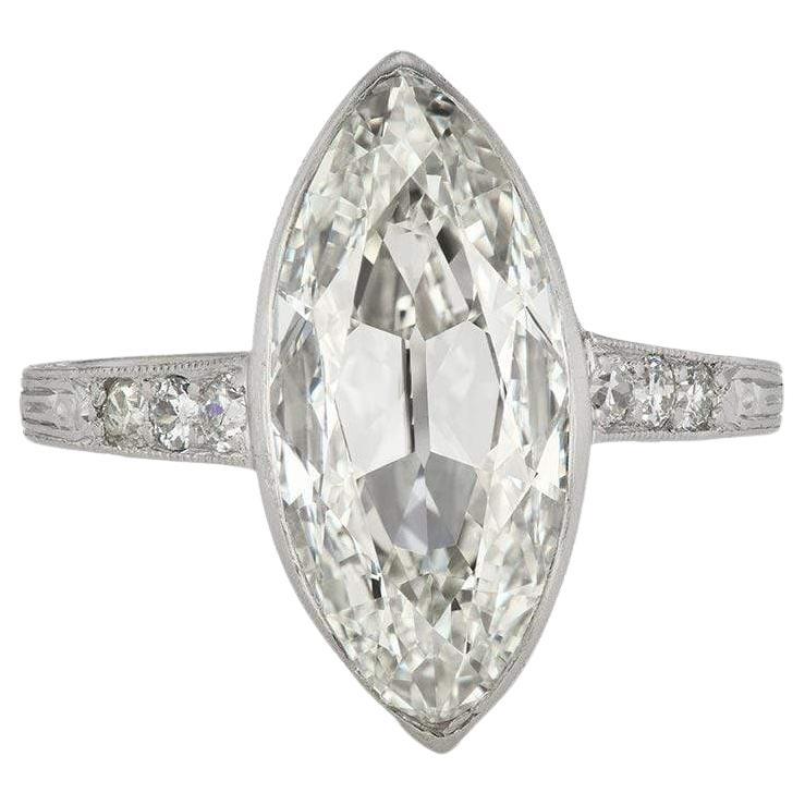 3.01-Carat Marquise Cut Diamond Art Deco Ring