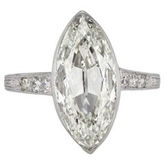 Antique 3.01-Carat Marquise Cut Diamond Art Deco Ring