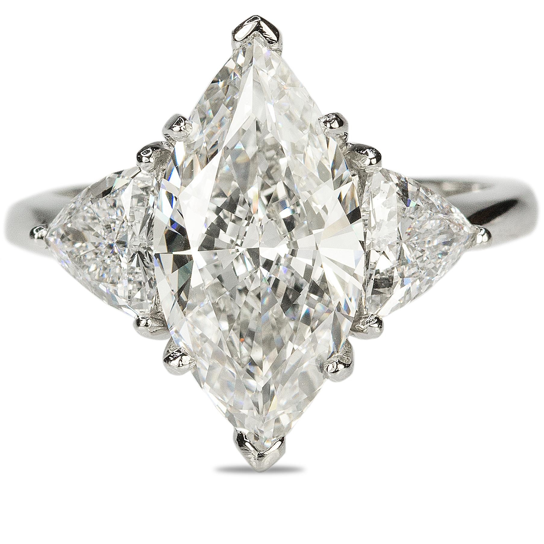 3.01 Carat Marquise Diamond Platinum Ring 1