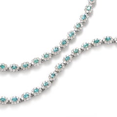 3.01 Carat Natural Brazilian Paraiba Tourmaline and Diamond Necklace