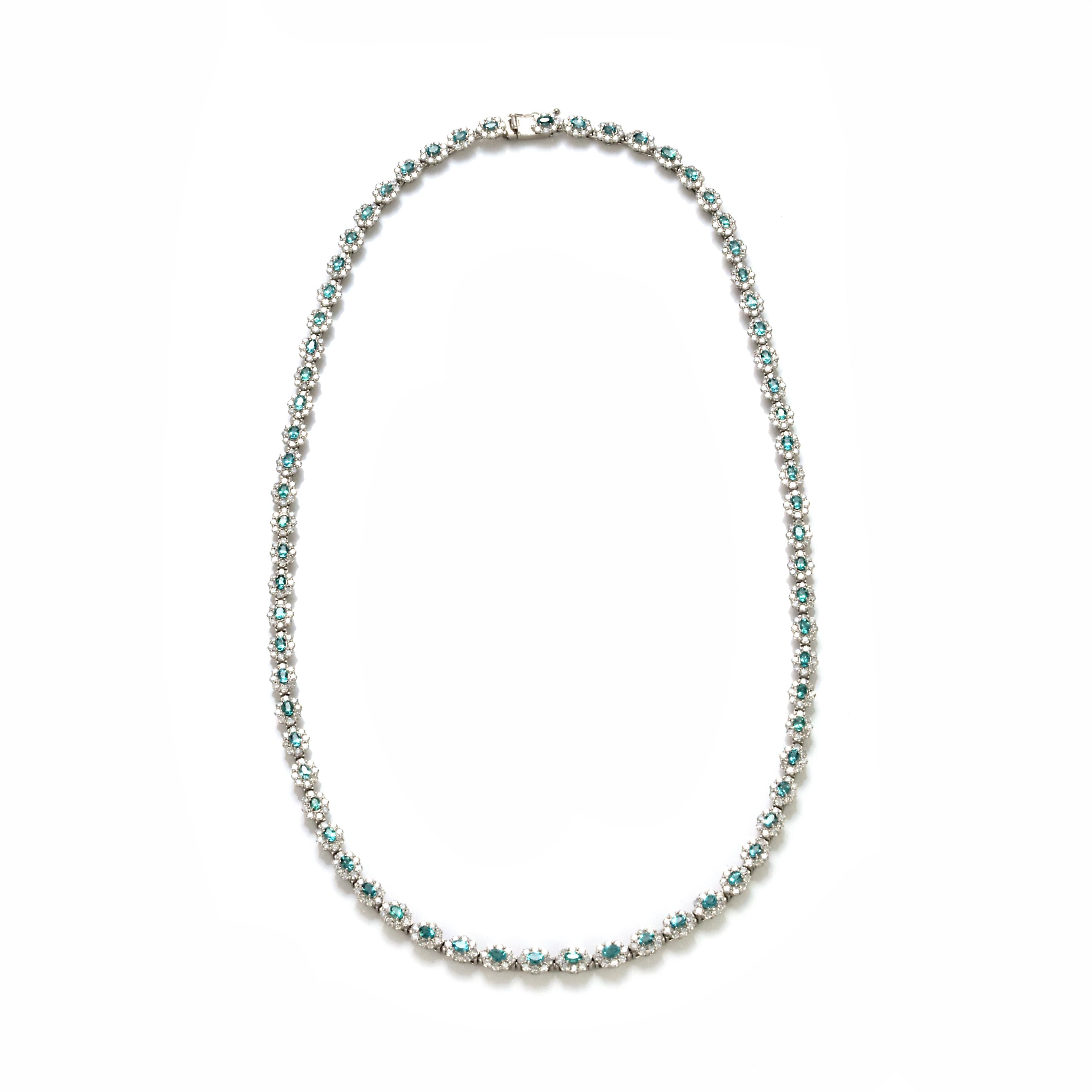 Collier de 3,01 carats de tourmaline brésilienne Paraiba et de diamants Neuf - En vente à Tokyo, JP