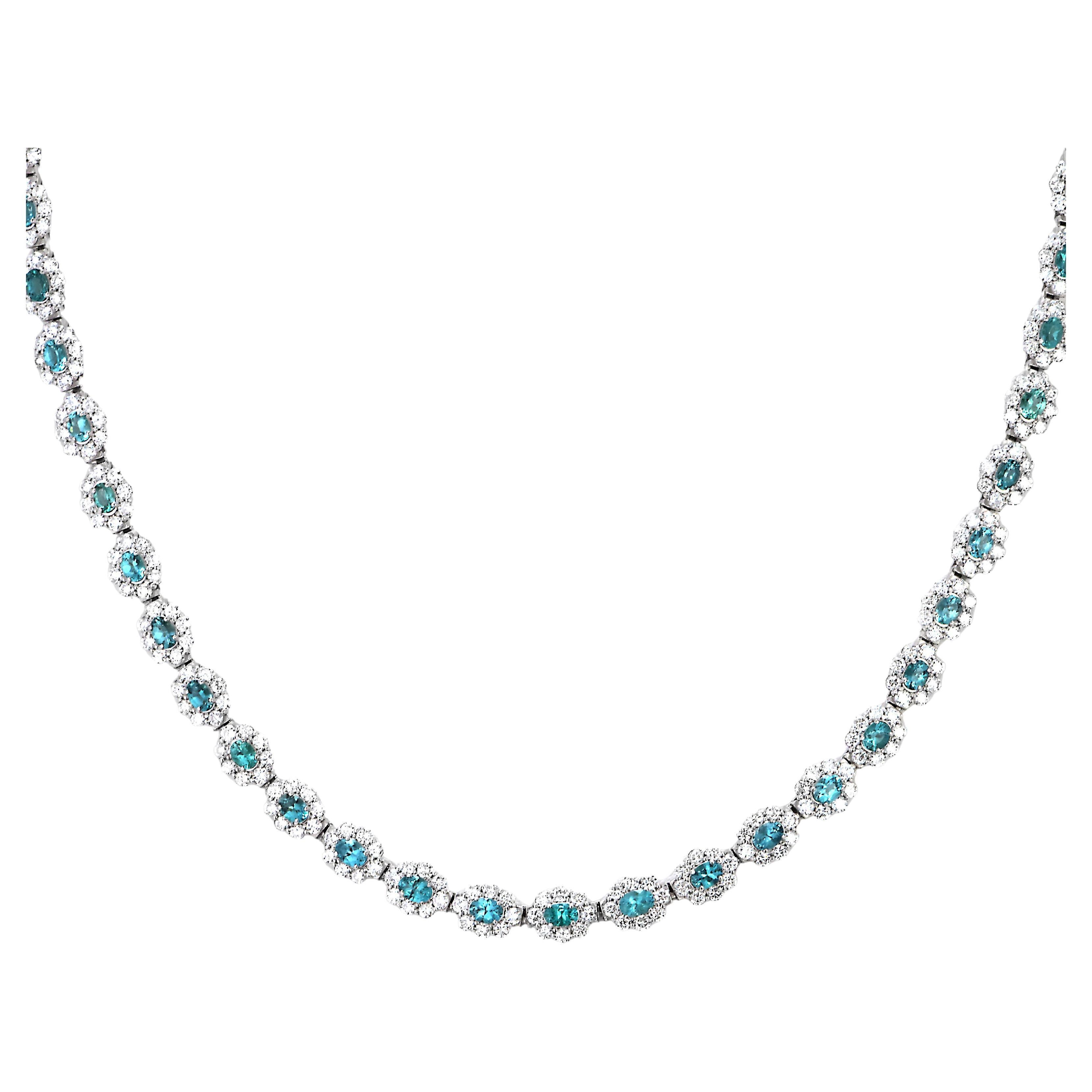 Collier de 3,01 carats de tourmaline brésilienne Paraiba et de diamants