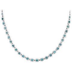 3.01 Carat Natural Brazilian Paraiba Tourmaline and Diamond Necklace
