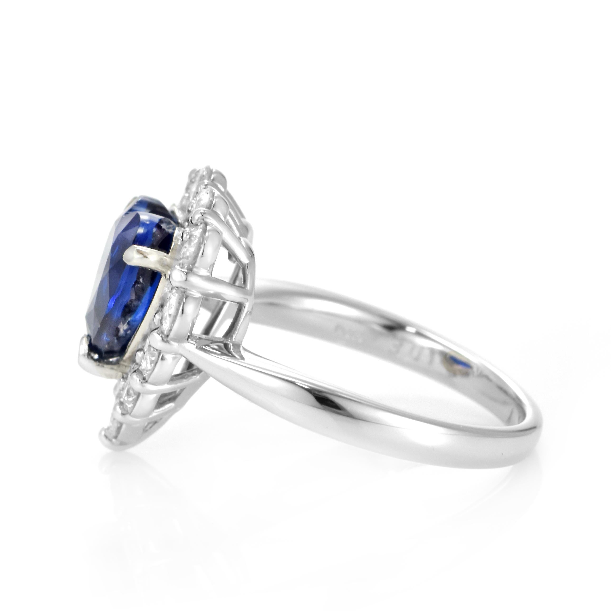 Anello con zaffiro naturale dell'Africa orientale e diamante da 3,01 carati in platino in vendita 5