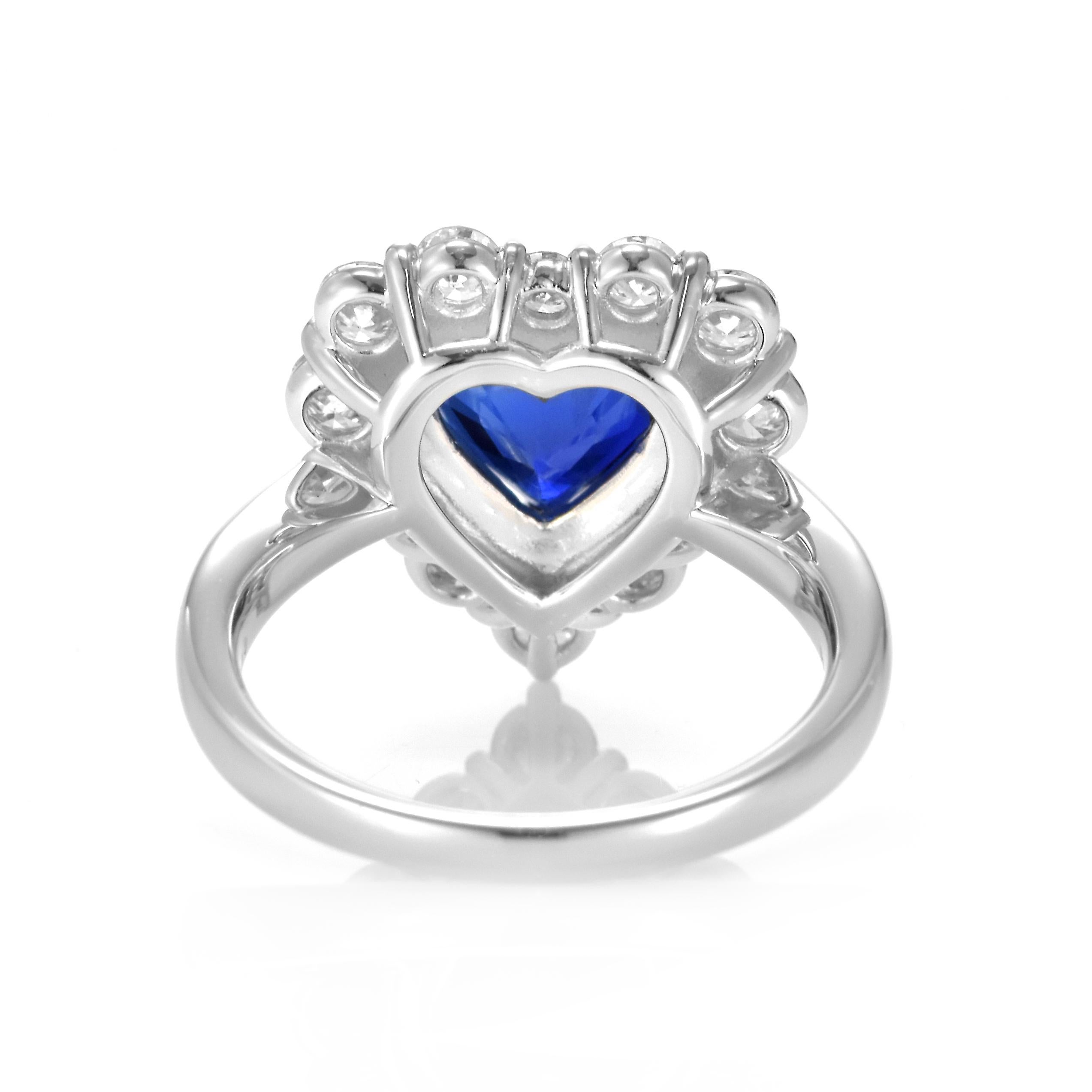 Anello con zaffiro naturale dell'Africa orientale e diamante da 3,01 carati in platino in vendita 7