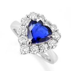 3.01 Carat Natural East African Sapphire and Diamond Ring Made in Platinum