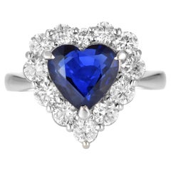 3.01 Carat Natural East African Sapphire and Diamond Ring Made in Platinum