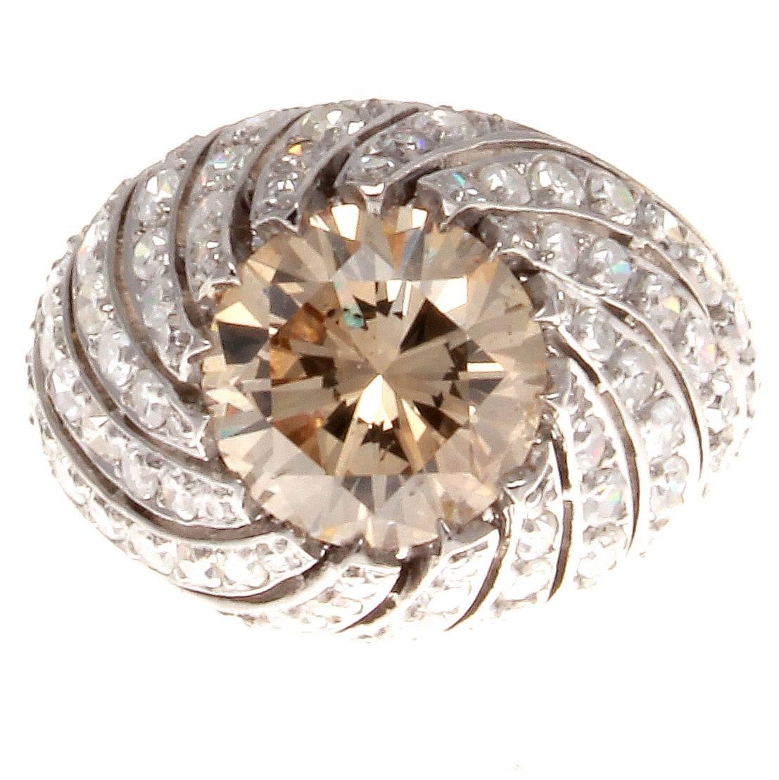 3.01 Carat Natural Fancy Colored Diamond Platinum Ring