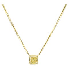 3.01 Carat Natural Fancy Yellow Diamond Solitaire Necklace