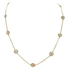 3,01 Karat natürlicher Diamant By The Yard-Halskette 14 Karat Gelbgold 16''