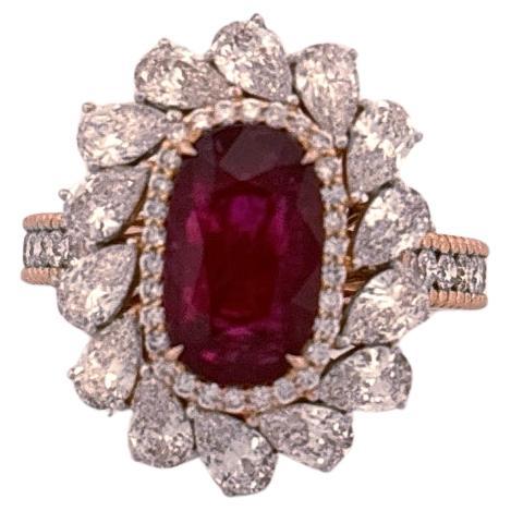 3.01 Carat No-Heat Mozambique Ruby Diamond Ring For Sale