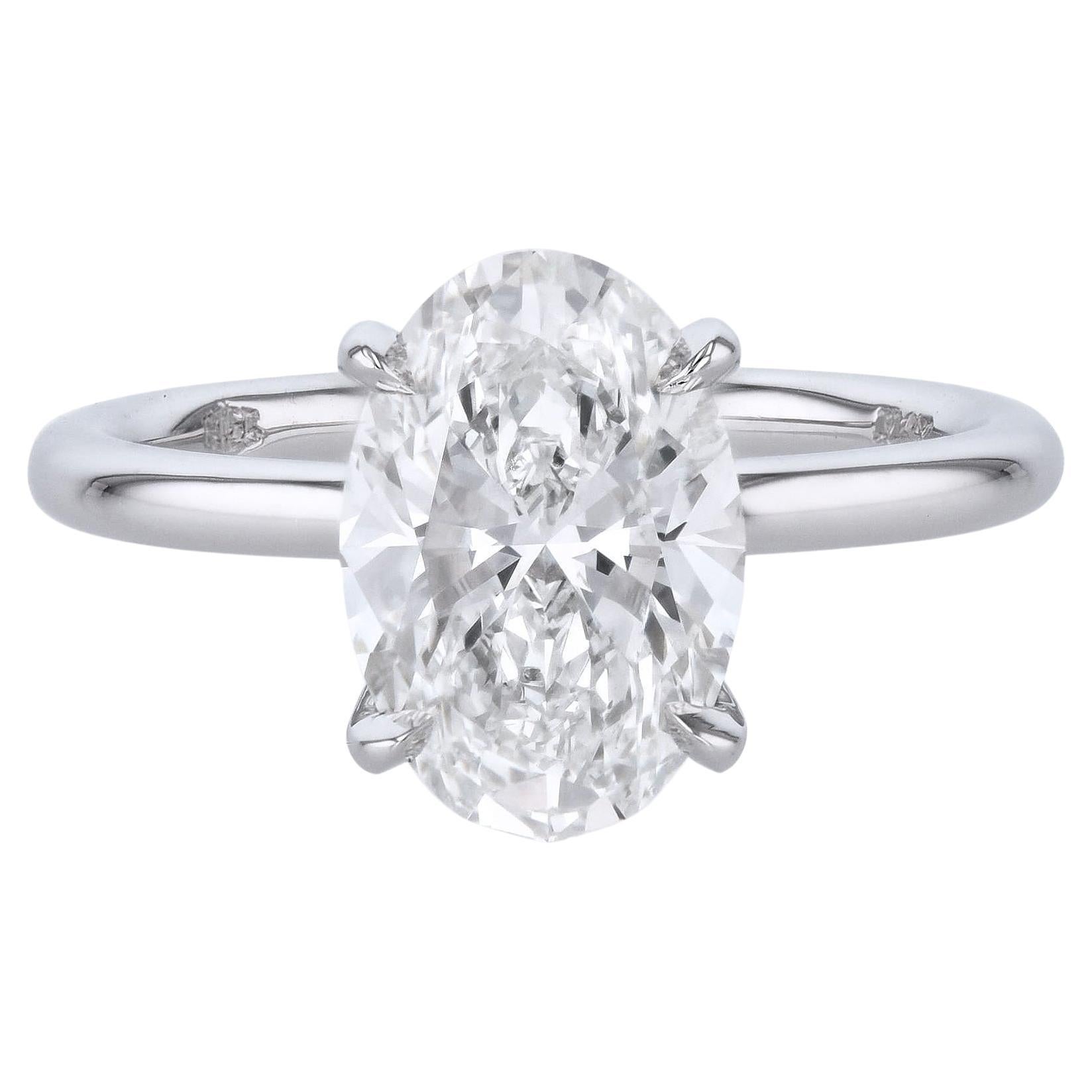 3.01 carat Oval Shape Diamond Platinum Engagement Ring