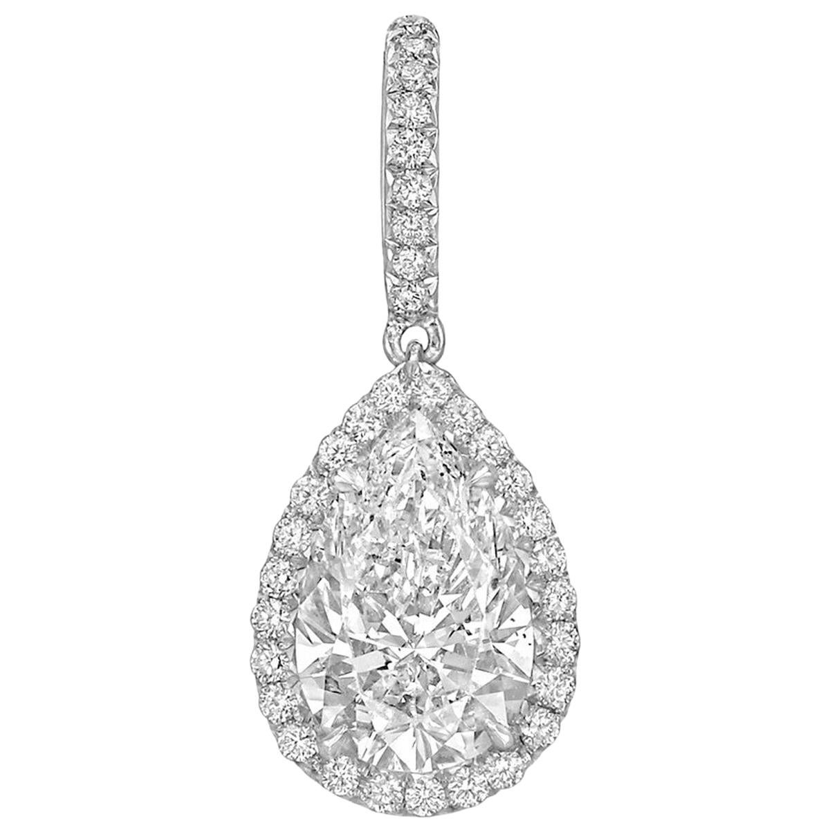3.01 Carat Pear Brilliant Diamond "Oriana" Pendant For Sale