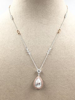 3.01 Carat Pear Shape Diamond Jack Kelege Pendant Necklace