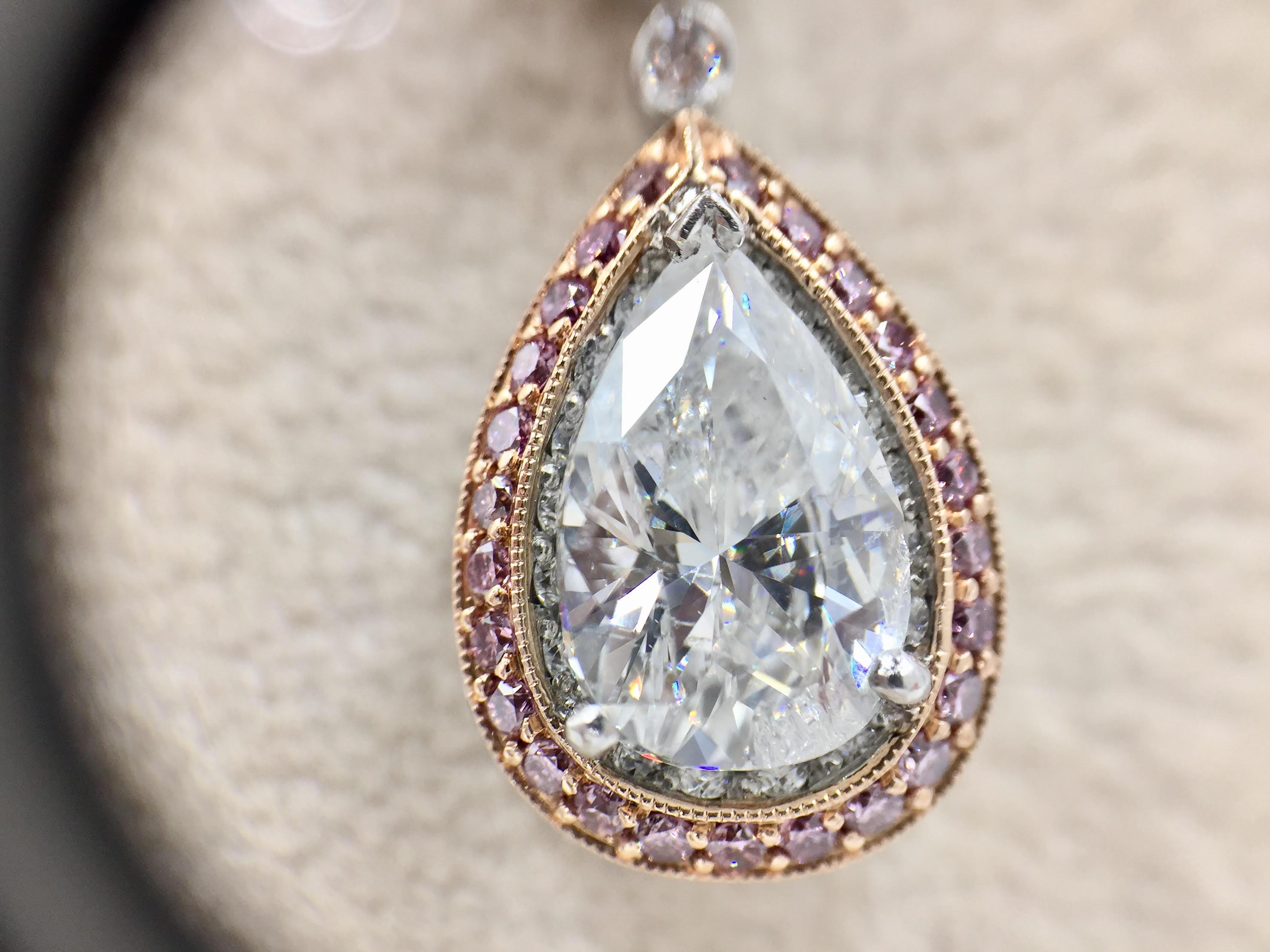 3.01 Carat Pear Shape Diamond Jack Kelege Pendant Necklace In New Condition In Pikesville, MD
