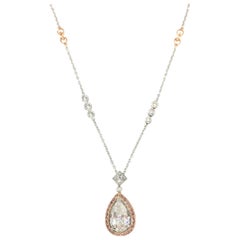 3.01 Carat Pear Shape Diamond Jack Kelege Pendant Necklace