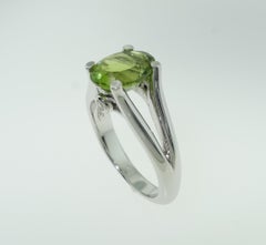 3.01 Carat Peridot and Diamond Solitaire Ring