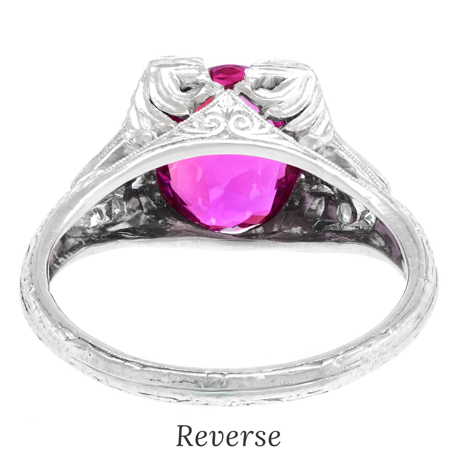 3,01 Karat Rosa Saphir Art Deco Ring im Angebot 4