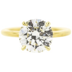 3.01 Carat Round Diamond Engagement Ring in Yellow Gold 'GIA'