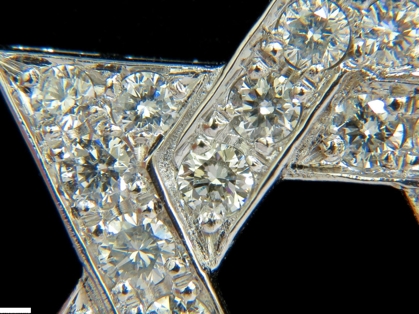 3.01 Karat runder Diamant-Stern-Anhänger Perlenbesatz 14 Karat G VS im Angebot 6