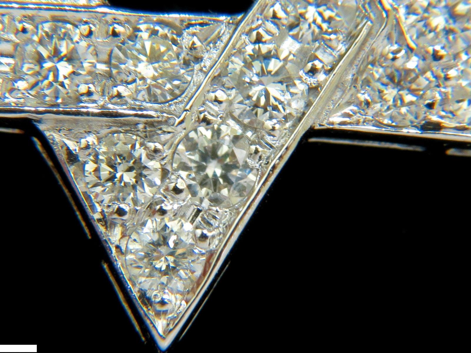 3.01 Karat runder Diamant-Stern-Anhänger Perlenbesatz 14 Karat G VS im Zustand „Neu“ im Angebot in New York, NY