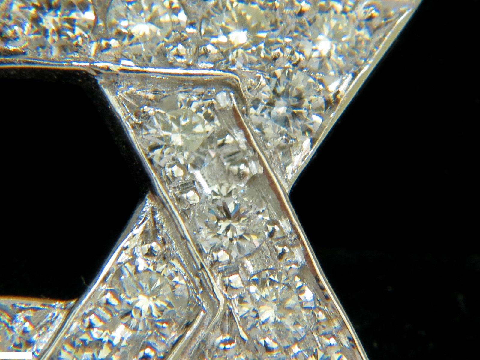 3.01 Karat runder Diamant-Stern-Anhänger Perlenbesatz 14 Karat G VS im Angebot 2