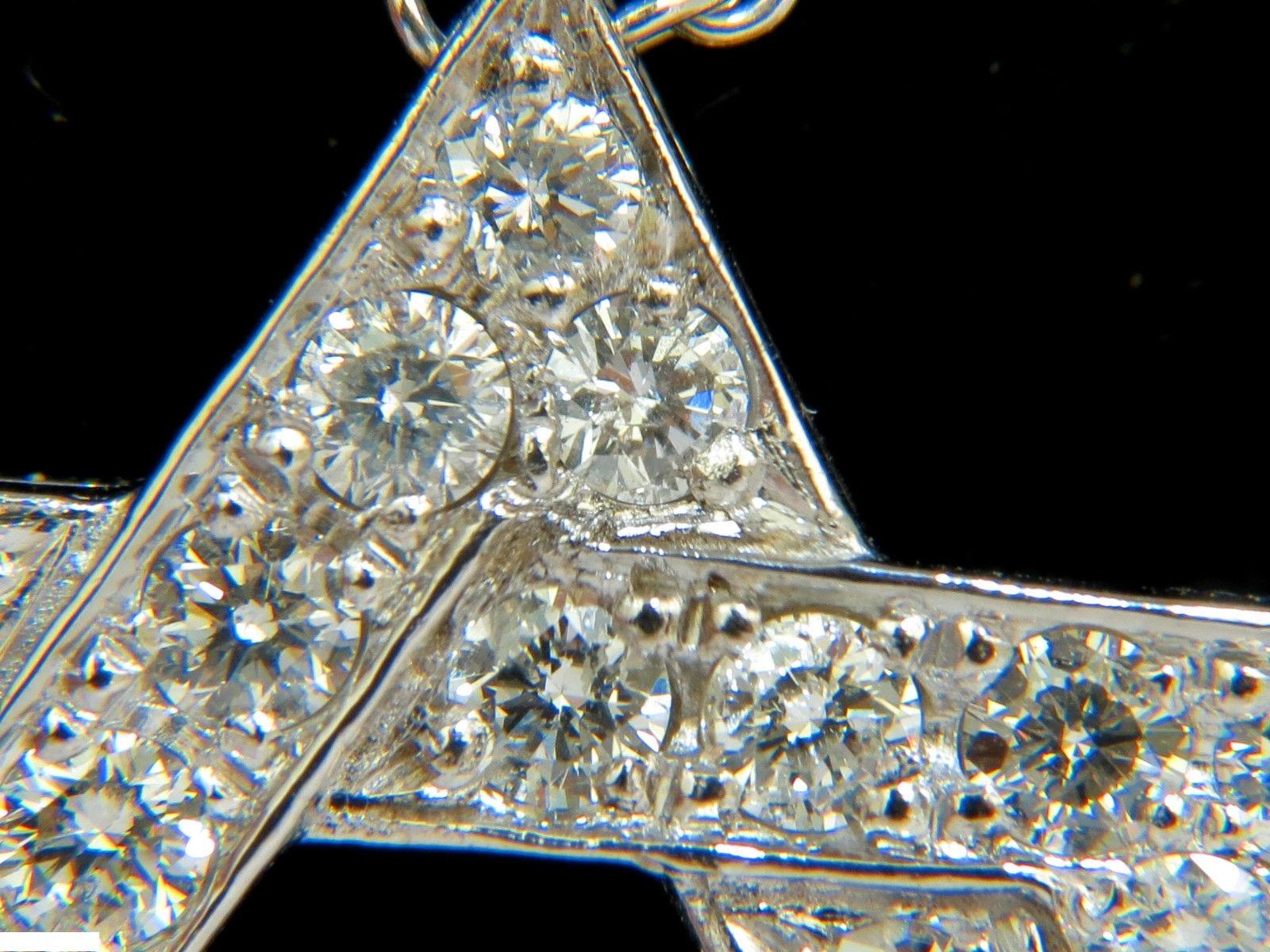 3.01 Karat runder Diamant-Stern-Anhänger Perlenbesatz 14 Karat G VS im Angebot 4