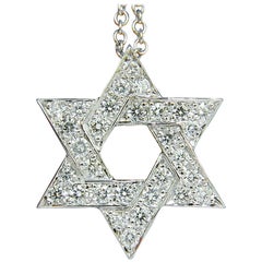 Ensemble de perles pendentif « étoile » avec diamant rond de 3,01 carats, or 14 carats, G VS*