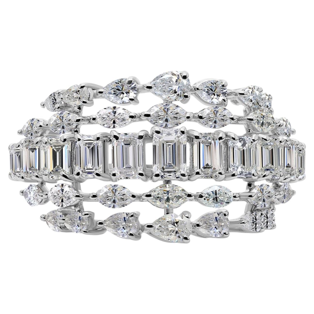 Alianza de boda en cúpula con diamantes SI/H de 3,01 quilates y oro blanco de 18 quilates