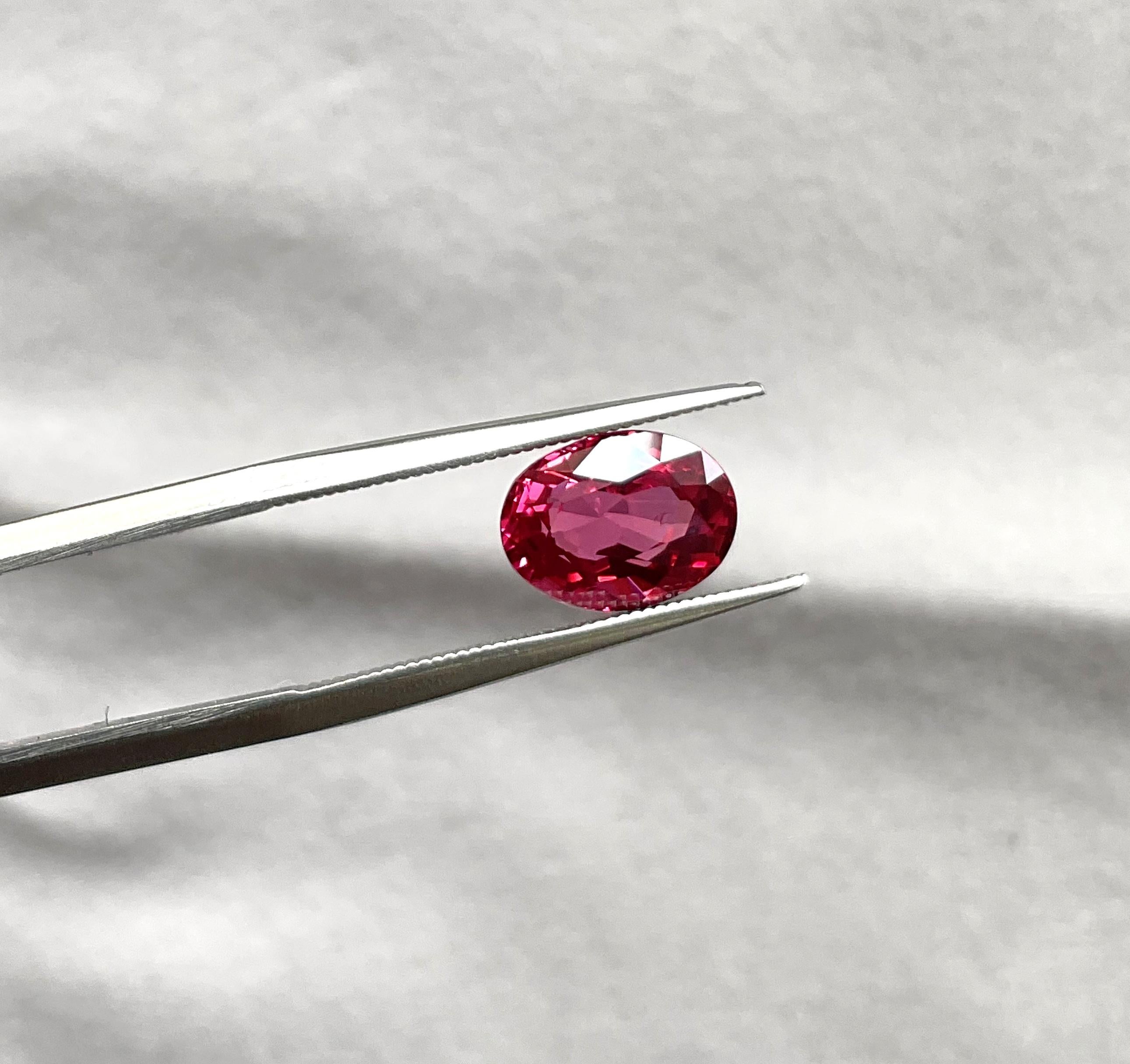3.01 Carats Tanzania Pink Spinel Top Quality Cut stone For Jewelry Natural Gem In New Condition In Jaipur, RJ