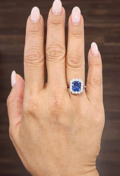 3.01 ct Cushion-Cut Natural Sapphire & Diamond Ring