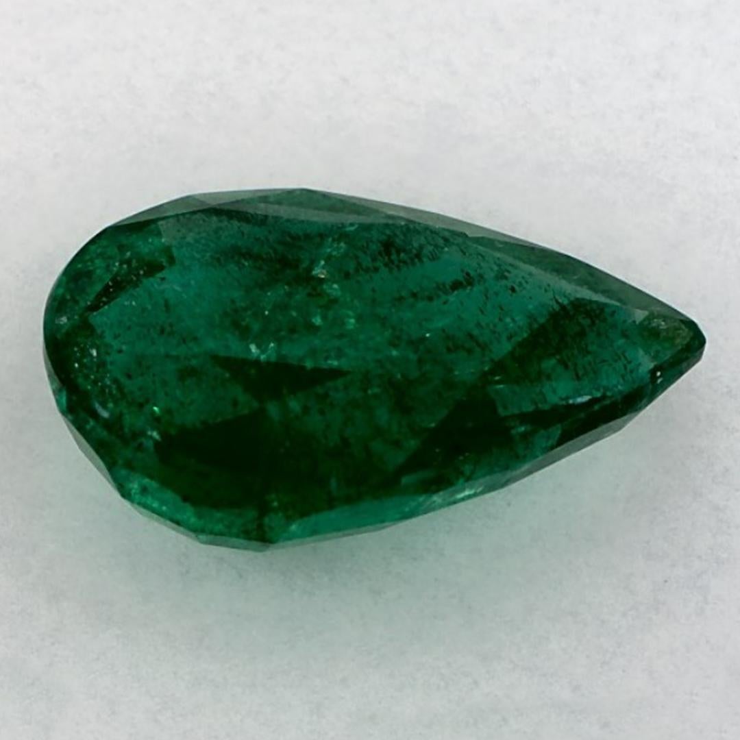 3.01 Carat Natural Emerald Pear Loose Gemstone In New Condition For Sale In Fort Lee, NJ