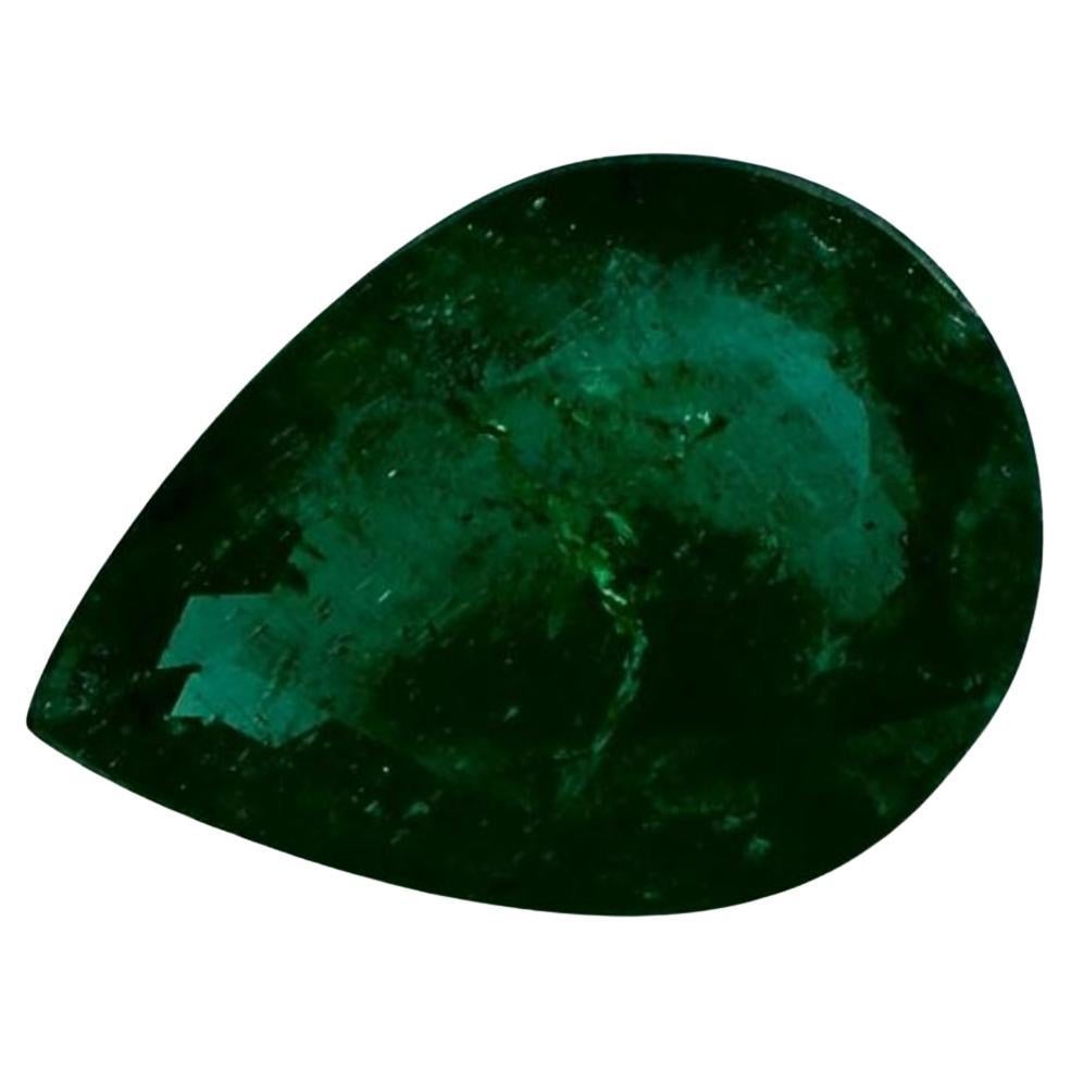 3.01 Carat Natural Emerald Pear Loose Gemstone For Sale