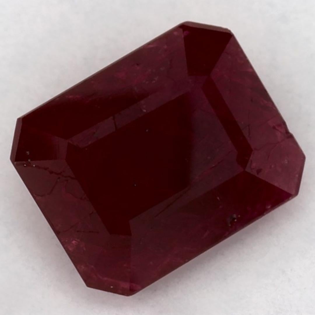 3.01 Ct Ruby Octagon Cut Loose Gemstone In New Condition In Fort Lee, NJ