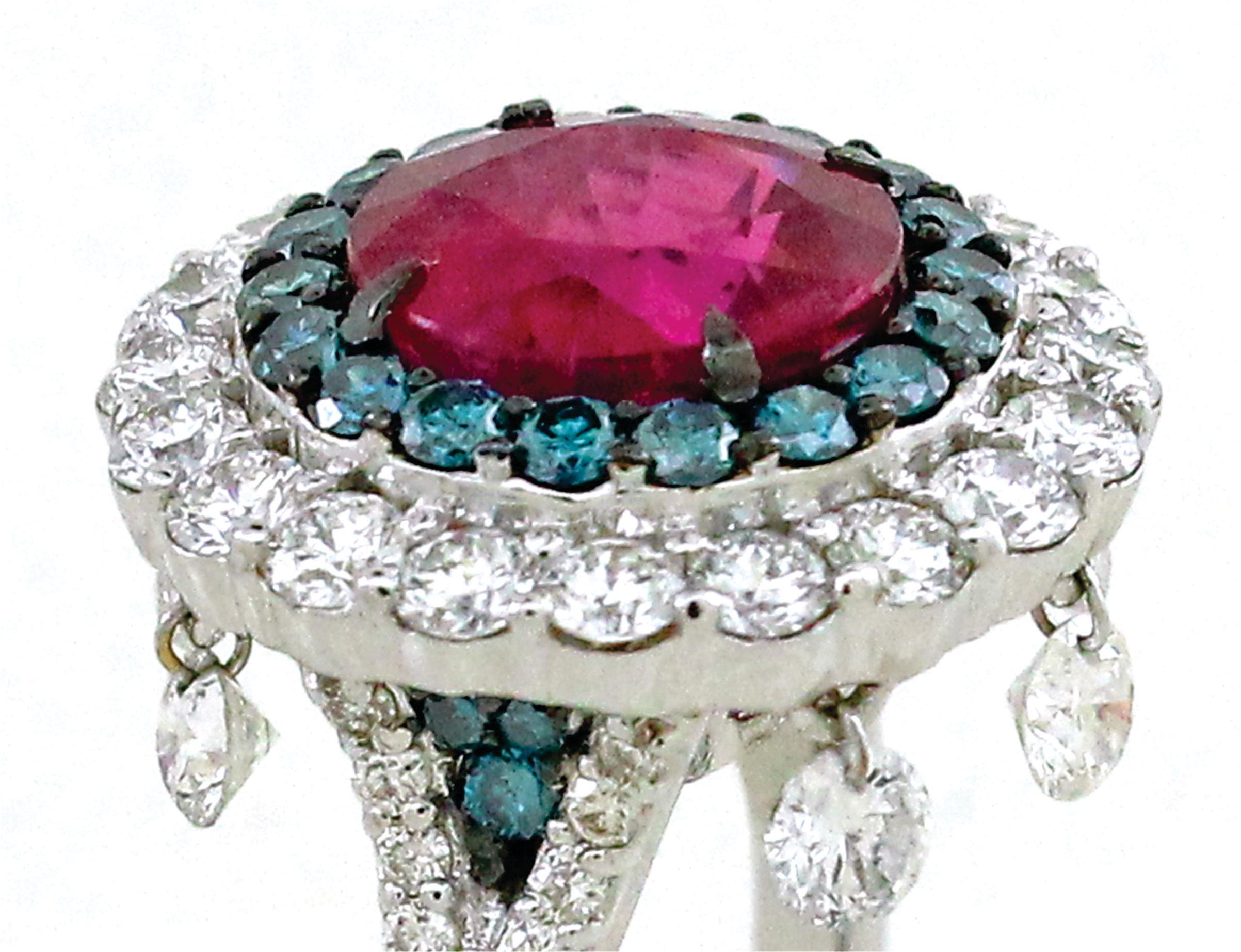 Moderne Bague avec tourmaline de 3,01 carats et diamants de 2,18 carats en vente