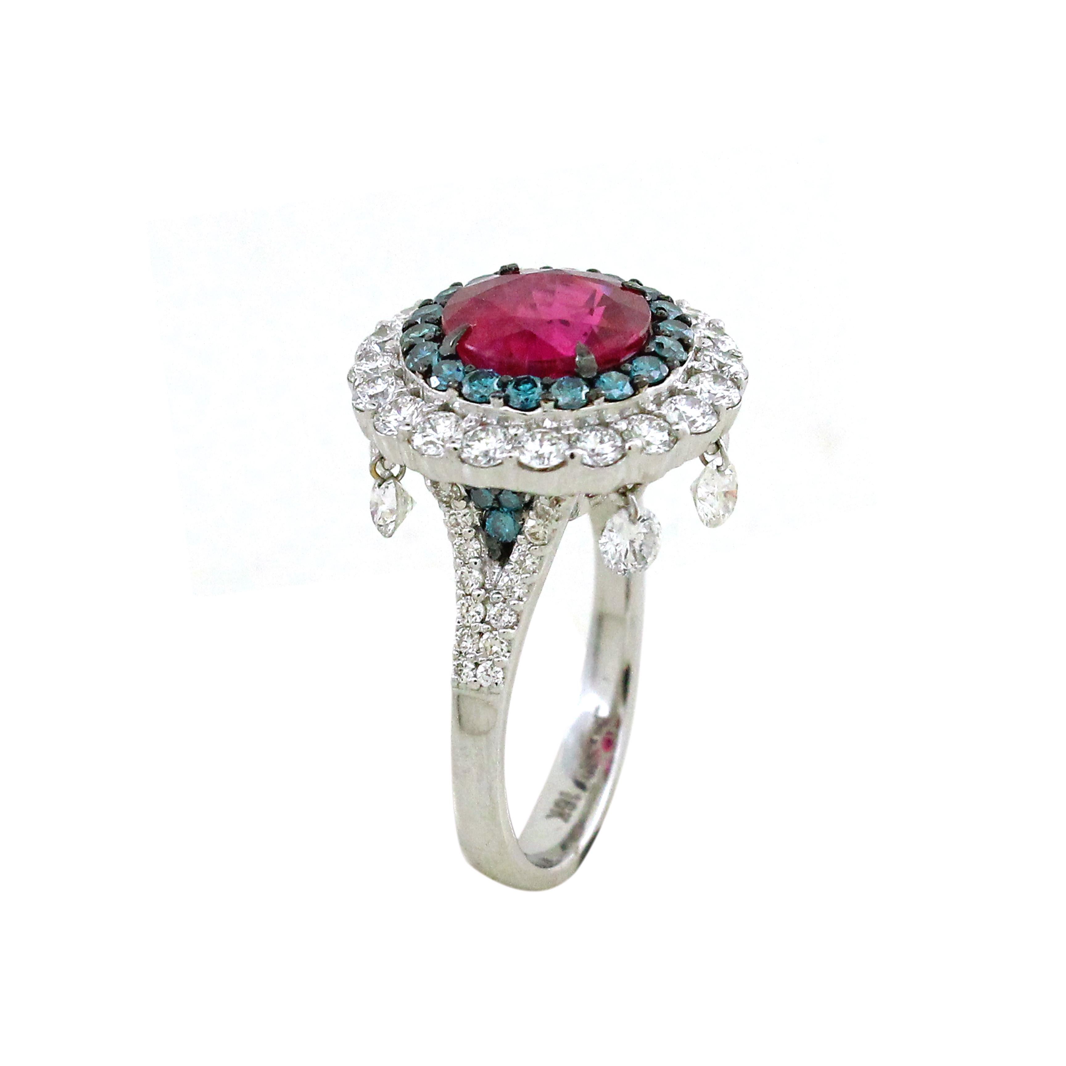 3,01 Karat Turmalin und 2,18 Karat Diamantring