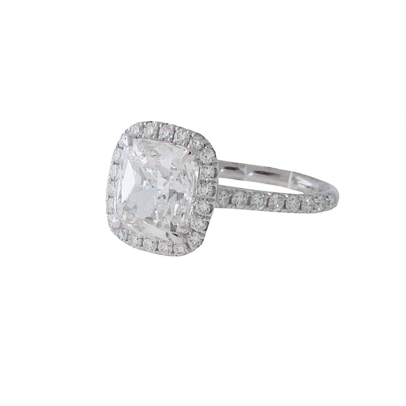 cushion cut diamond engagement ring