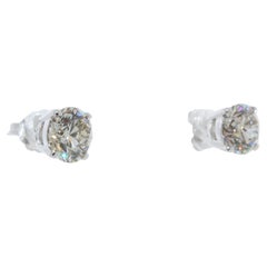 3.01 Total Carat Weight EGL Certified Round Diamond Studs In 14k White Gold