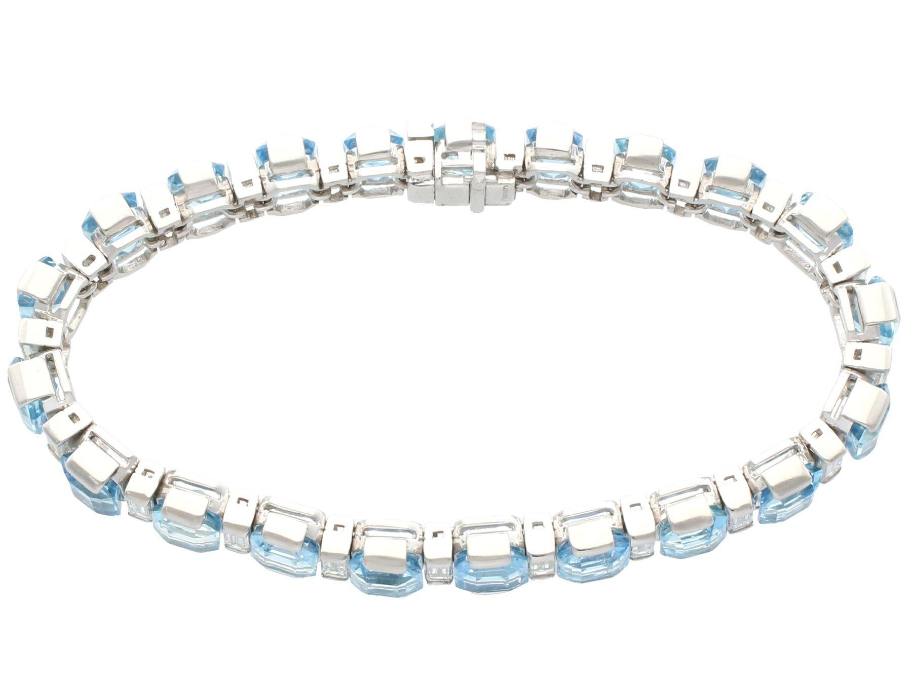 Emerald Cut 30.10 Carat Aquamarine and 6.30 Carat Diamond Platinum Bracelet