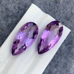 30.10 Carat Natural Purple Loose Amethyst Gemstone Pairs for Earrings Jewelry
