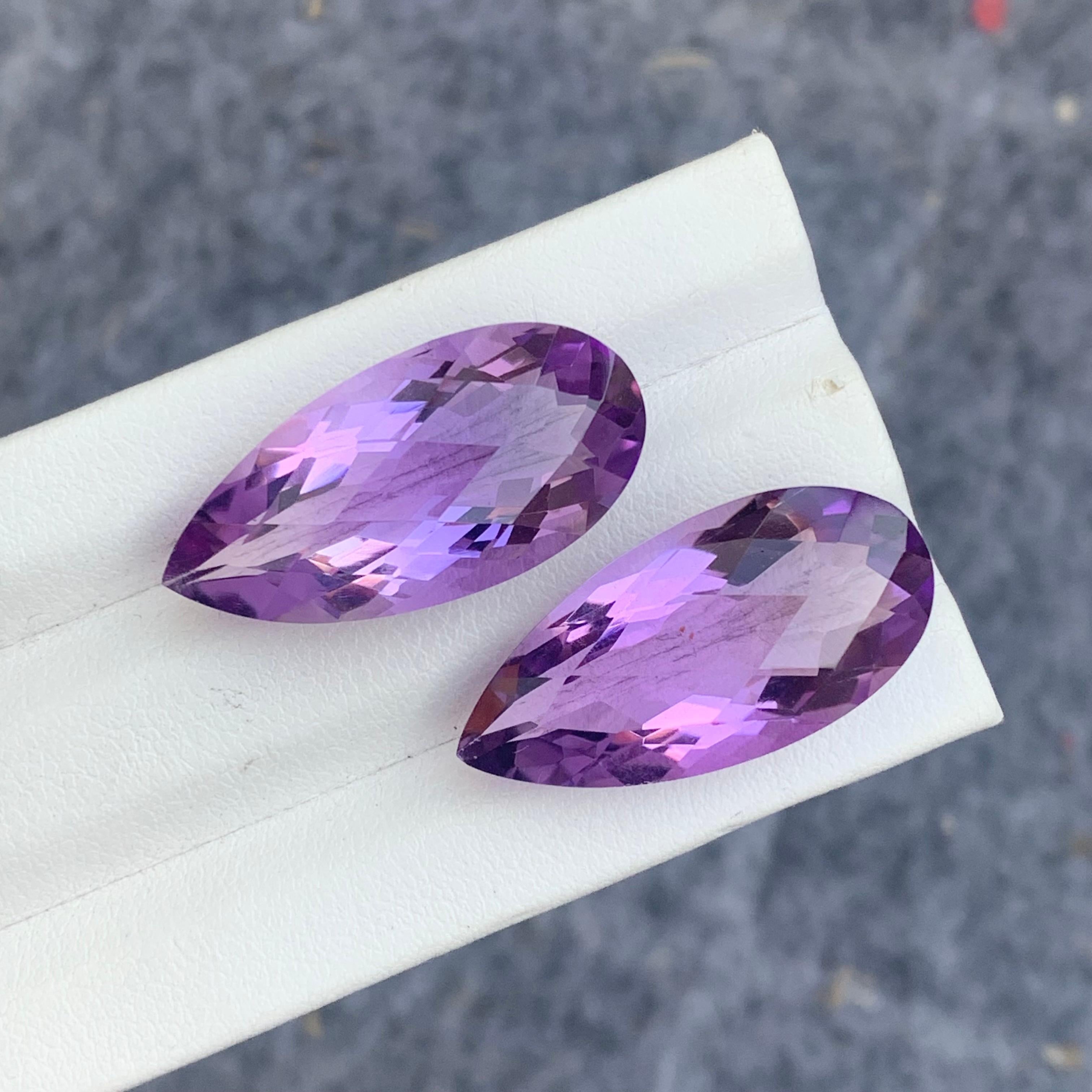 Women's or Men's 30.10 Carat Natural Purple Loose Amethyst Gemstone Pairs for Earrings Jewelry