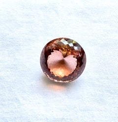30.10 Carats 20 Mm Round Peach Tourmaline Faceted Cut Stone Natural Gemstone