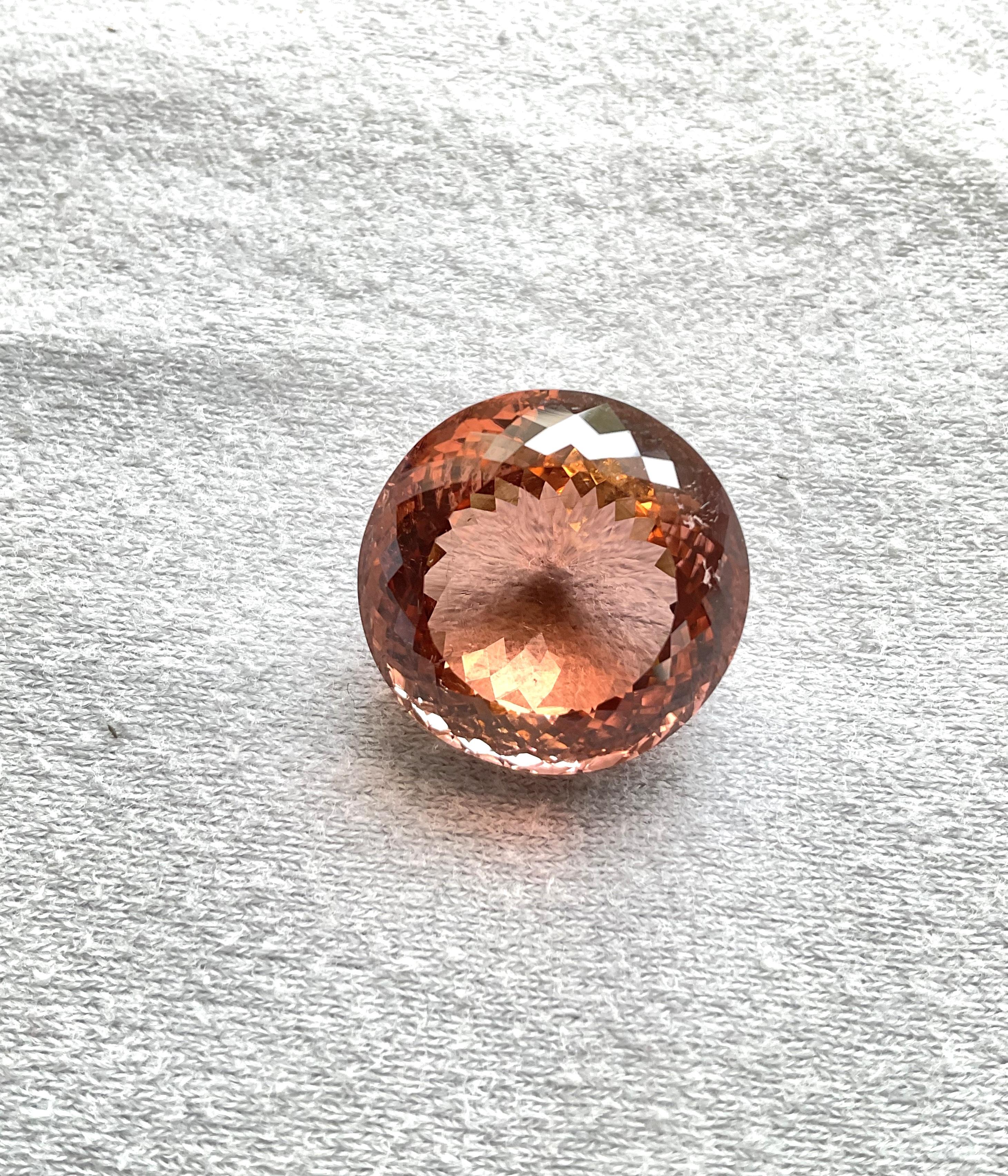Round Cut 30.10 Carats 20 Mm Round Peach Tourmaline Faceted Cut Stone Natural Gemstone For Sale