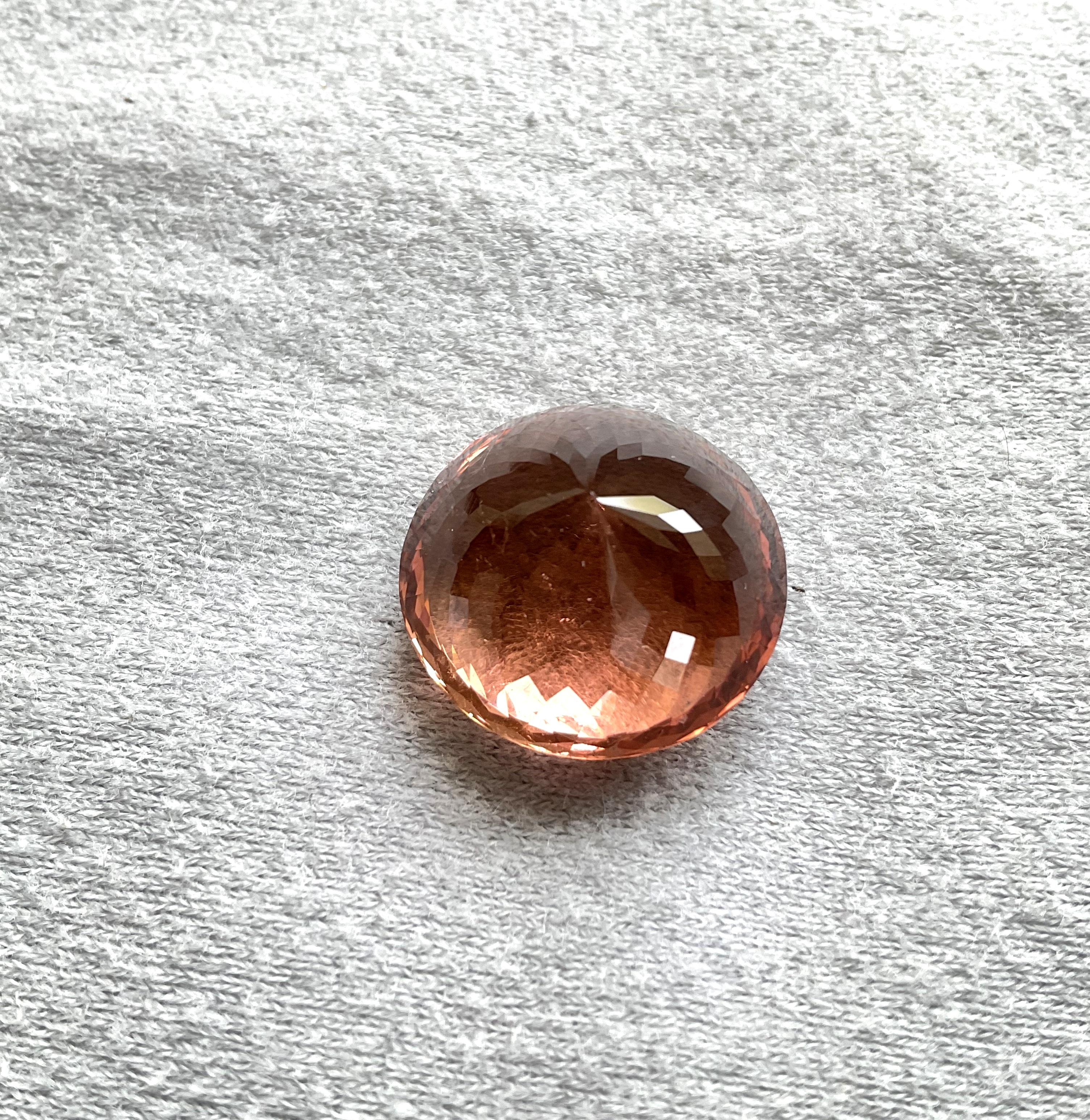 30.10 Carats 20 Mm Round Peach Tourmaline Faceted Cut Stone Natural Gemstone In New Condition For Sale In Jaipur, RJ