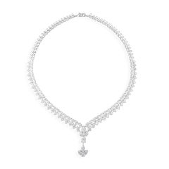 30.15 Carat SI/HI Natural Diamond Pear Engagement Choker Necklace 14k White Gold