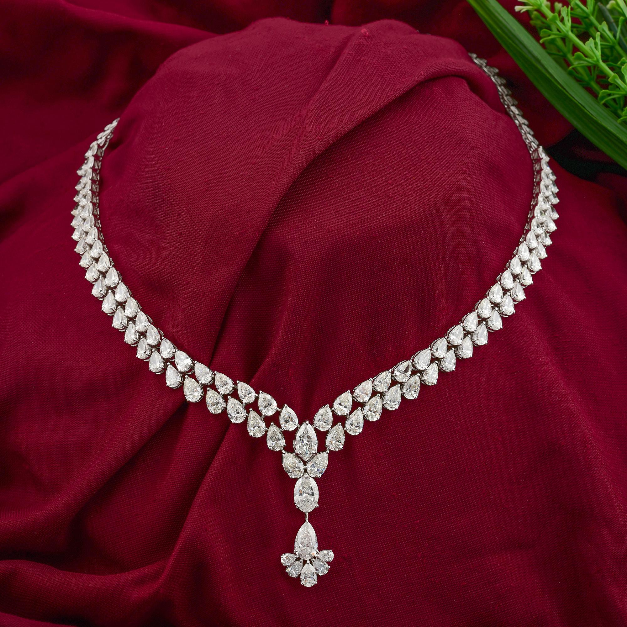Collana girocollo con diamante naturale a pera da 30,15 carati SI/HI Oro bianco 18 carati in vendita 1